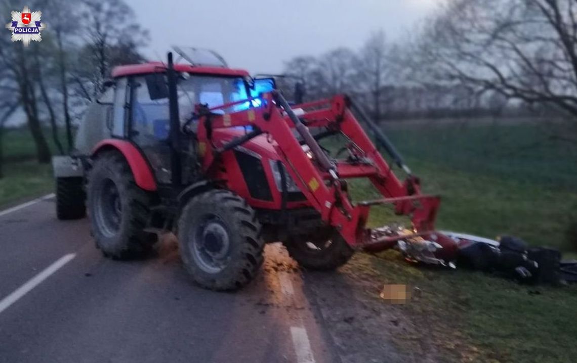 Śmiertelny wypadek motocyklisty. Ciągnik zajechał mu drogę