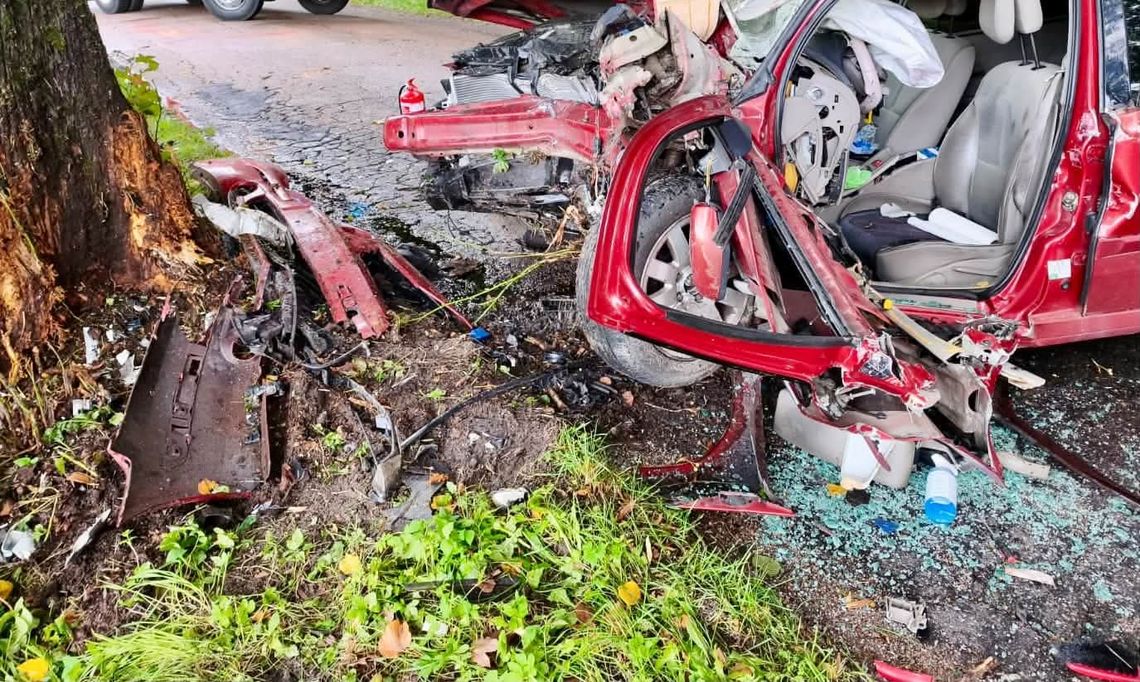 Śmiertelny wypadek na lokalnej drodze. Samochód uderzył w drzewo Śmiertelny wypadek na lokalnej drodze. Samochód uderzył w drzewo