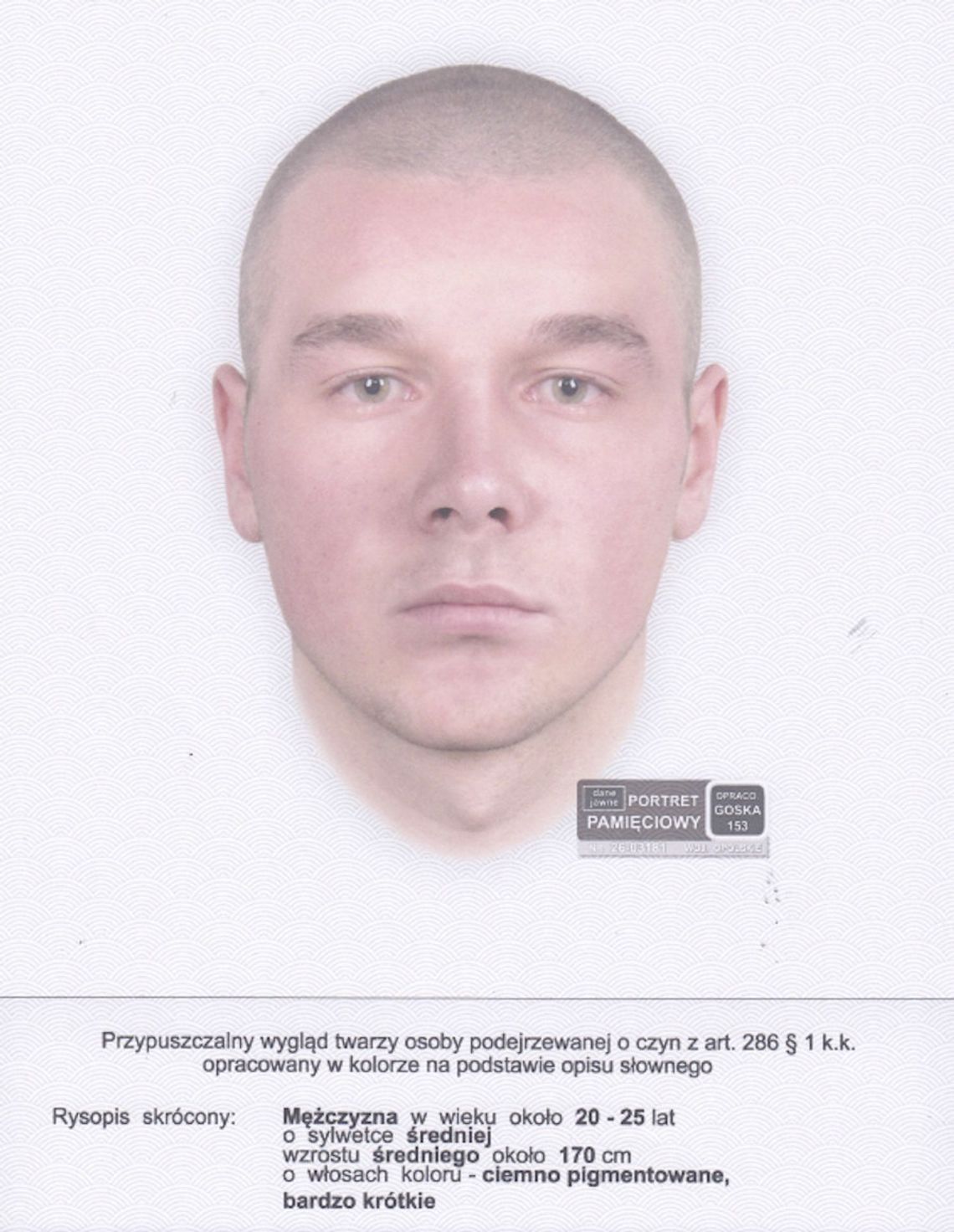 Spakowała 150 tysięcy złotych do reklamówki i dała oszustowi. Jest portret pamięciowy mężczyzny Spakowała 150 tysięcy złotych do reklamówki i dała oszustowi. Jest portret pamięciowy mężczyzny