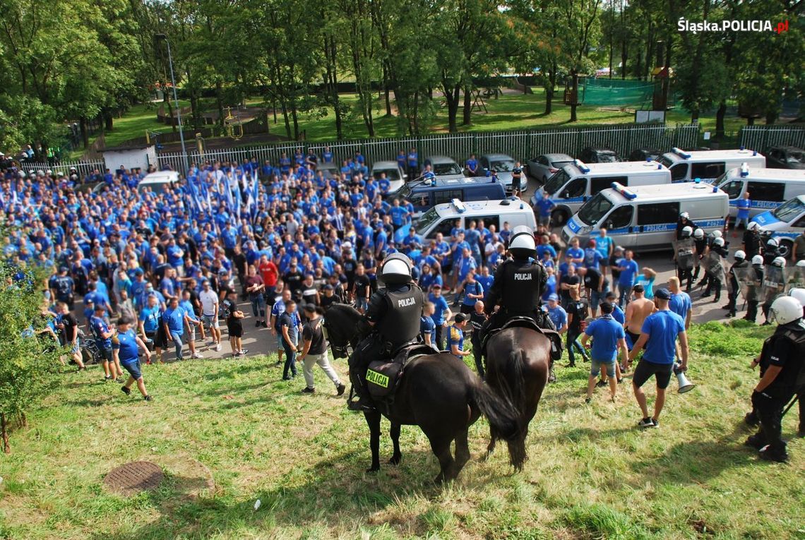 Spięcie kiboli z policją na Śląsku. Rzucali butelkami i kamieniami [WIDEO]