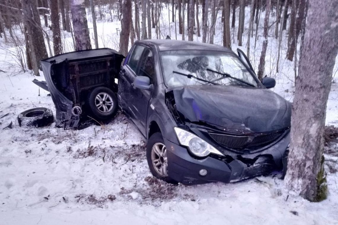 Stracił panowanie nad autem i wjechał w drzewo. Samochód rozpadł się na dwie części [ZDJĘCIA]