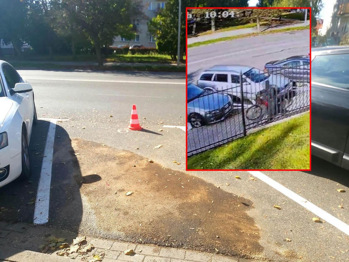 Torby z paliwem i świeczka pod samochodem zaparkowanym przed komendą. Monitoring nagrał 78-latka