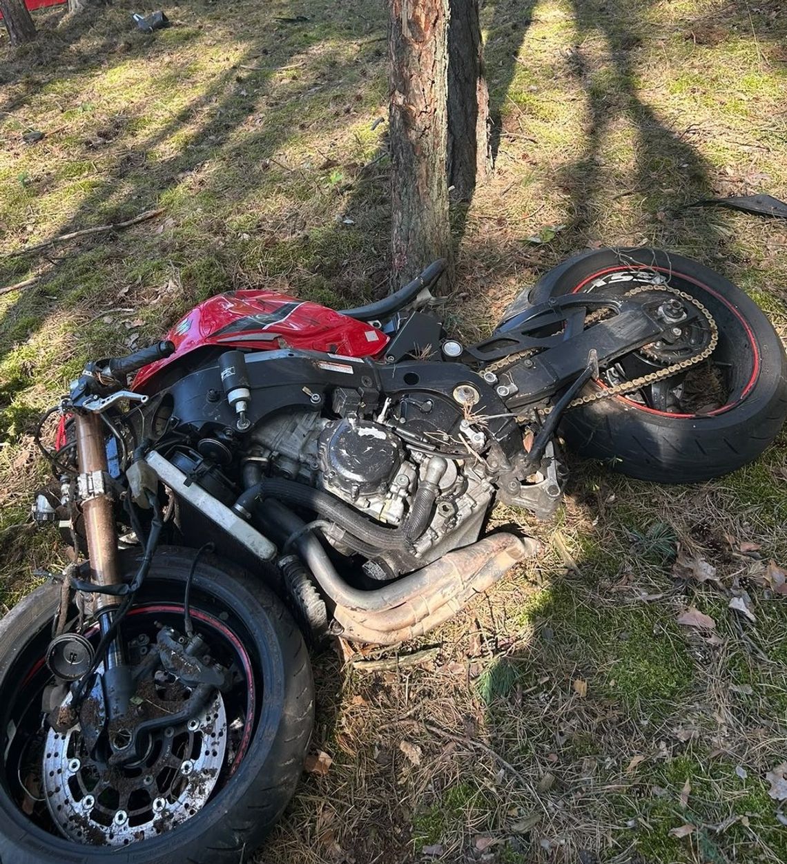 Tragiczny wypadek motocyklisty. 32-latek zginął po uderzeniu w drzewo Tragiczny wypadek motocyklisty. 32-latek zginął po uderzeniu w drzewo
