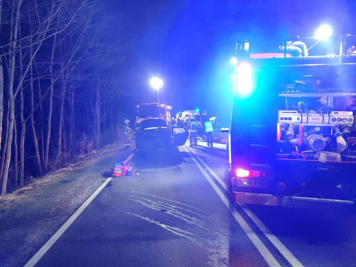 Trzy osoby ranne po czołowym zderzeniu Audi i Citroena. 19-letni sprawca wydmuchał ponad 1,5 promila