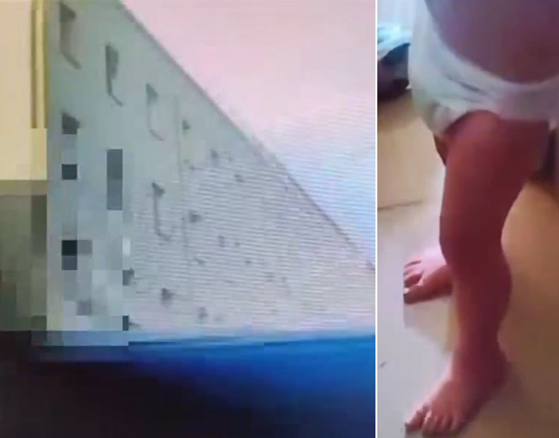 Trzylatek w pieluszce stał w oknie na trzecim piętrze. Ojciec dziecka spacerował z psem