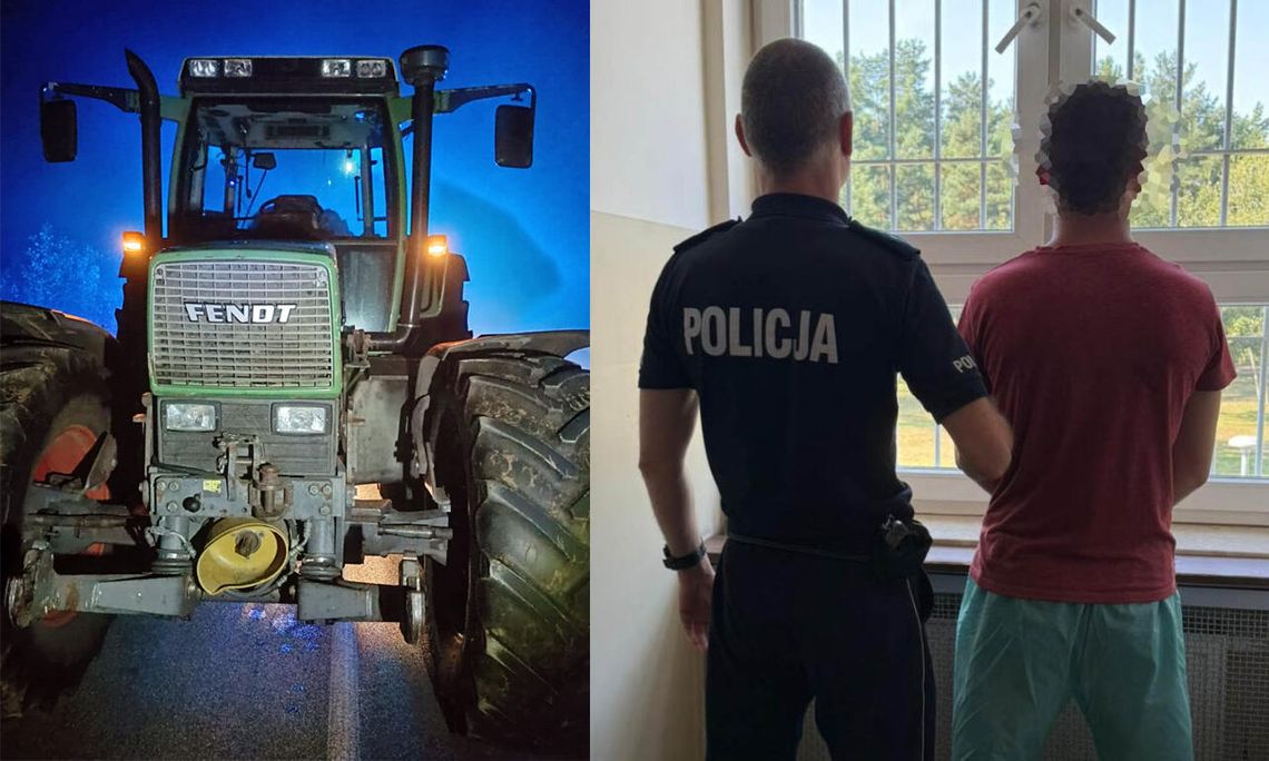 Uciekali policji ciągnikiem wiozącym obornik. W trakcie jazdy pijany kierowca zamienił się miejscem z kolegą