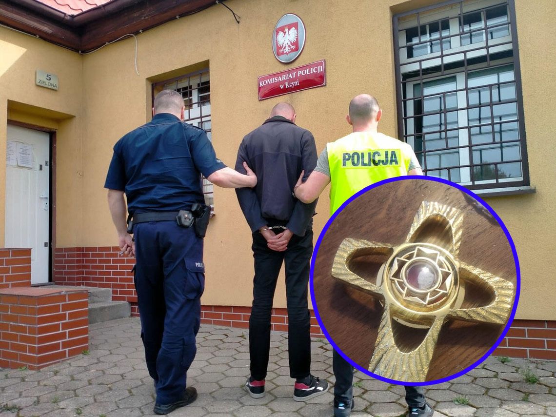 Ukradł z kościoła krzyż z relikwią. Po wyjściu się rozmyślił i po prostu go wyrzucił