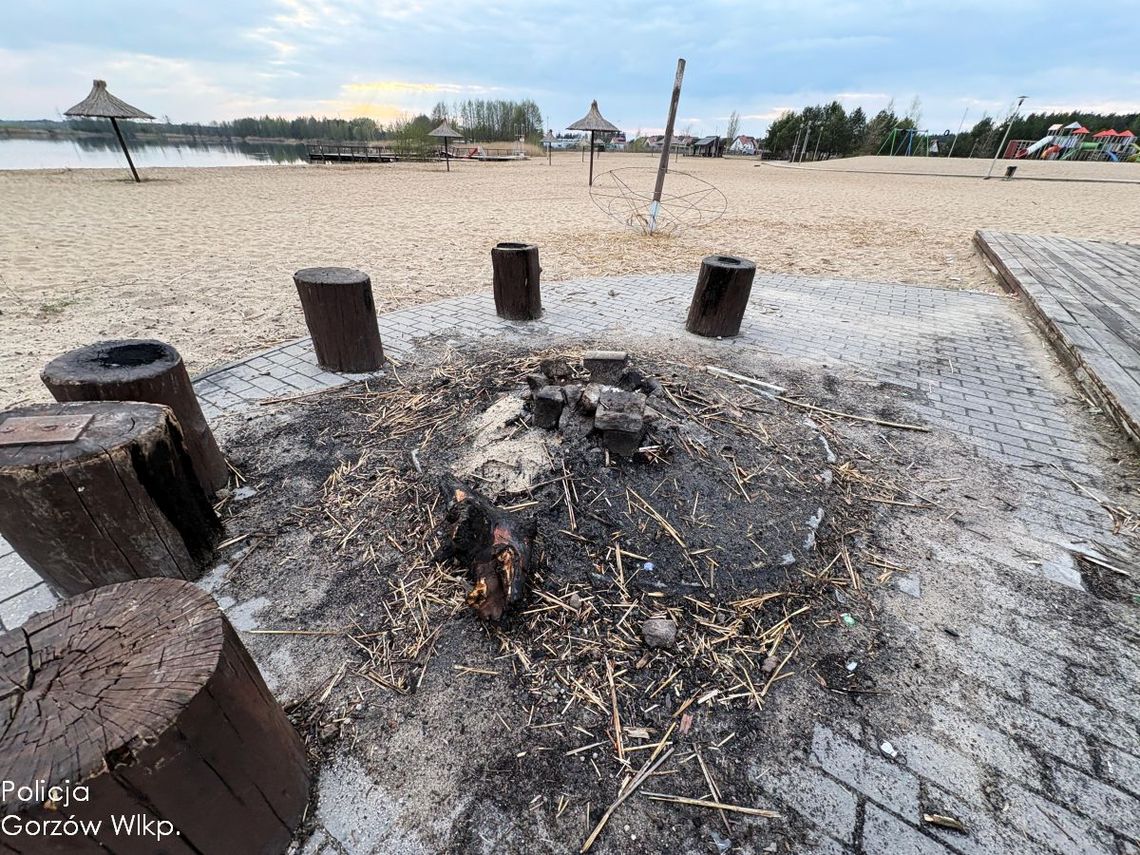Urodzinowa impreza nad jeziorem wymknęła się spod kontroli. Parasol spłonął jak pochodnia. Zatrzymany 18-latek