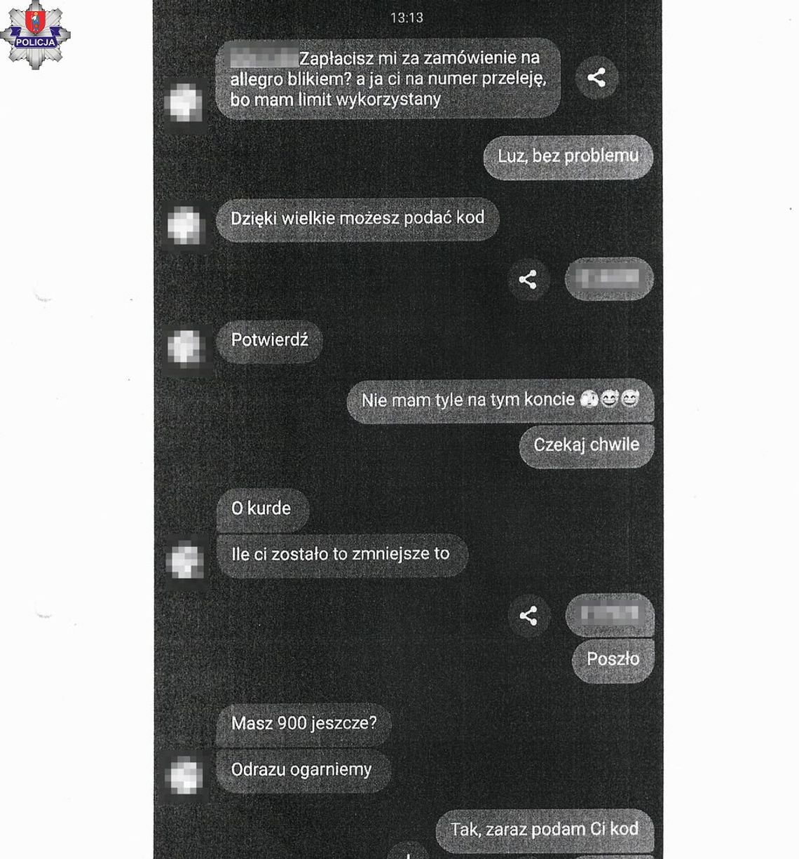 Uwierzył, że pisze do niego znajomy i dał mu kody blik. Po drugiej stronie był oszust, który przejął profil