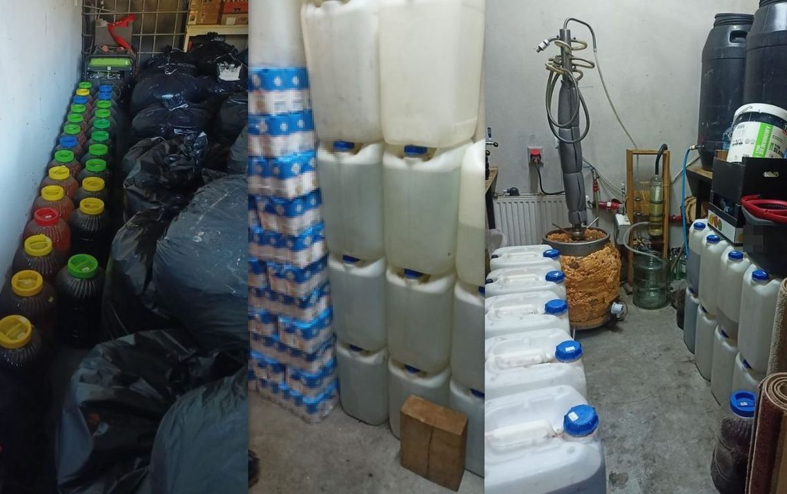 W budynku gospodarczym miał profesjonalną bimbrownię. Policjanci przejęli 1400 litrów alkoholu