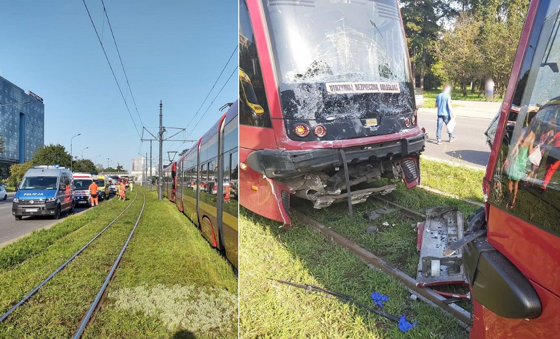 W Łodzi zderzyły się dwa tramwaje, w wyniku wypadku 32 osoby zostały ranne [ZDJĘCIA]