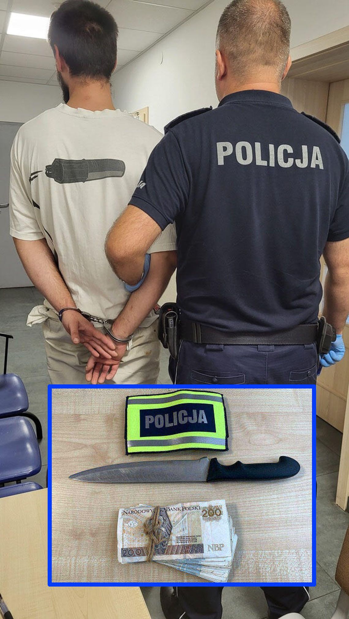 W środku nocy na stację benzynową wszedł zamaskowany mężczyzna z nożem w ręku. Uciekł, gdy zabrał pieniądze