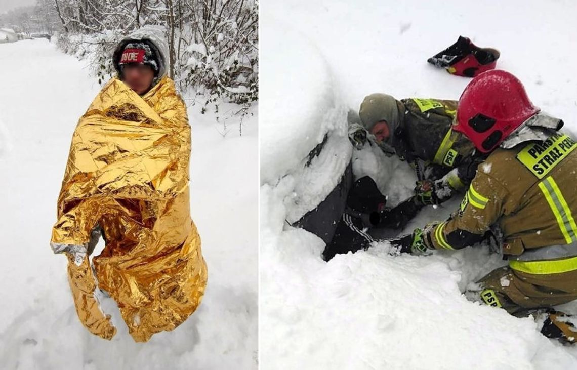 Wpadł do studzienki kanalizacyjnej ukrytej w śniegu. Na pomoc ruszyli strażacy i policjanci