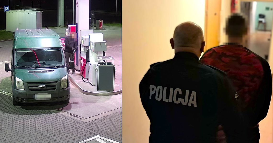 Wynajął busa, zmienił blachy i pojechał kraść paliwo. Wpadł po opublikowaniu wizerunku w internecie