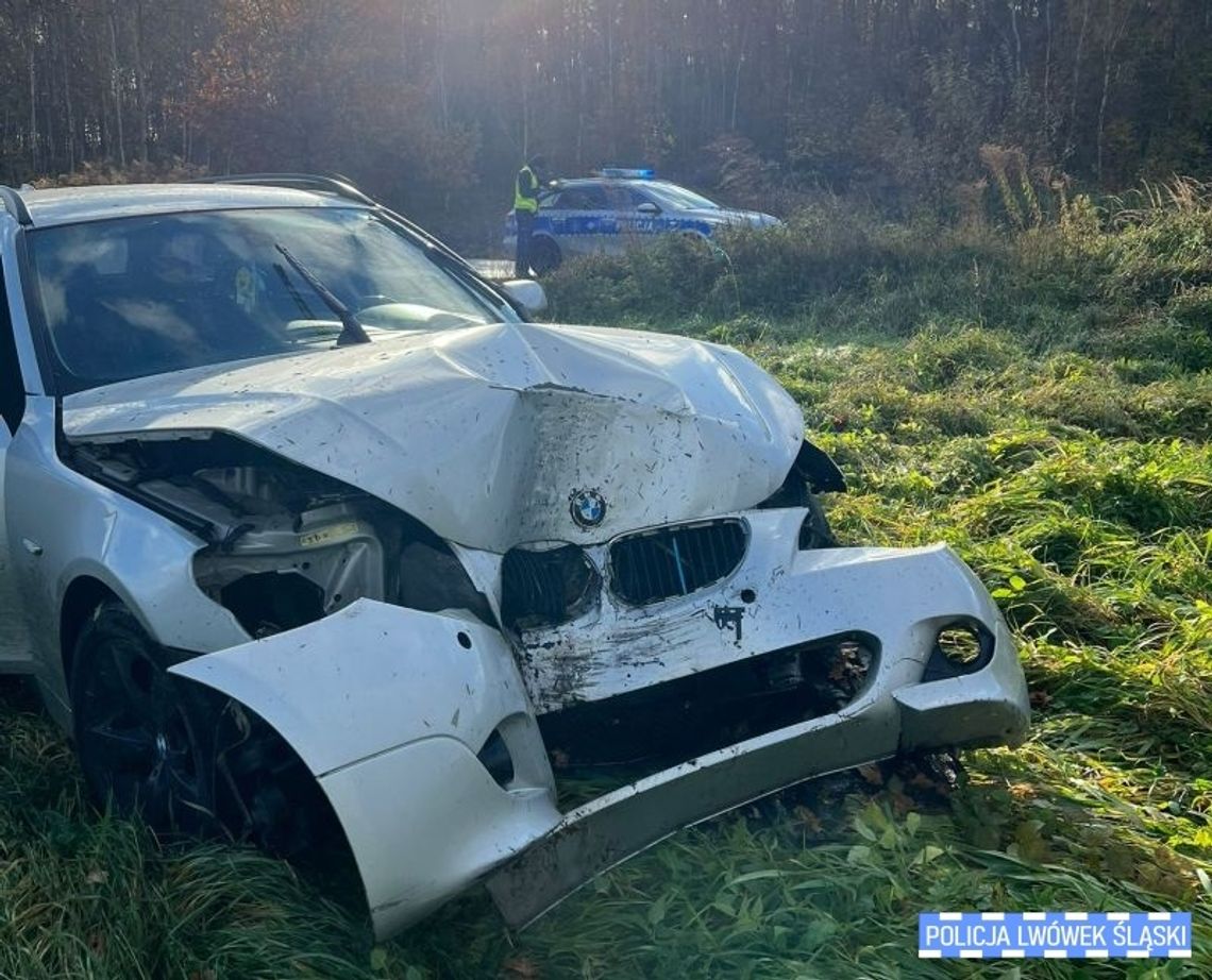 Wyprzedzał ciąg pojazdów, szarżę zakończył na drzewie. Kierowca wydmuchał ponad 2,5 promila