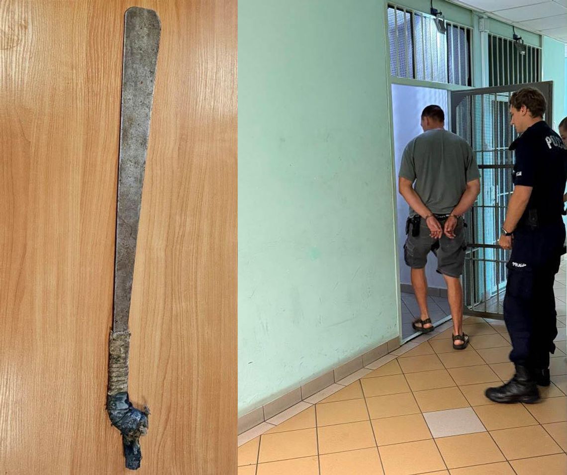 Zaatakował taksówkarza, który zwrócił mu uwagę. Najpierw go opluł, potem poszedł po maczetę