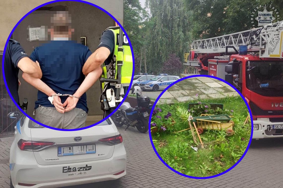 Zaczęło się od tego, że wjechał w rabatkę, skończyło na szarpaninie z policją. Mężczyzna wylądował w celi