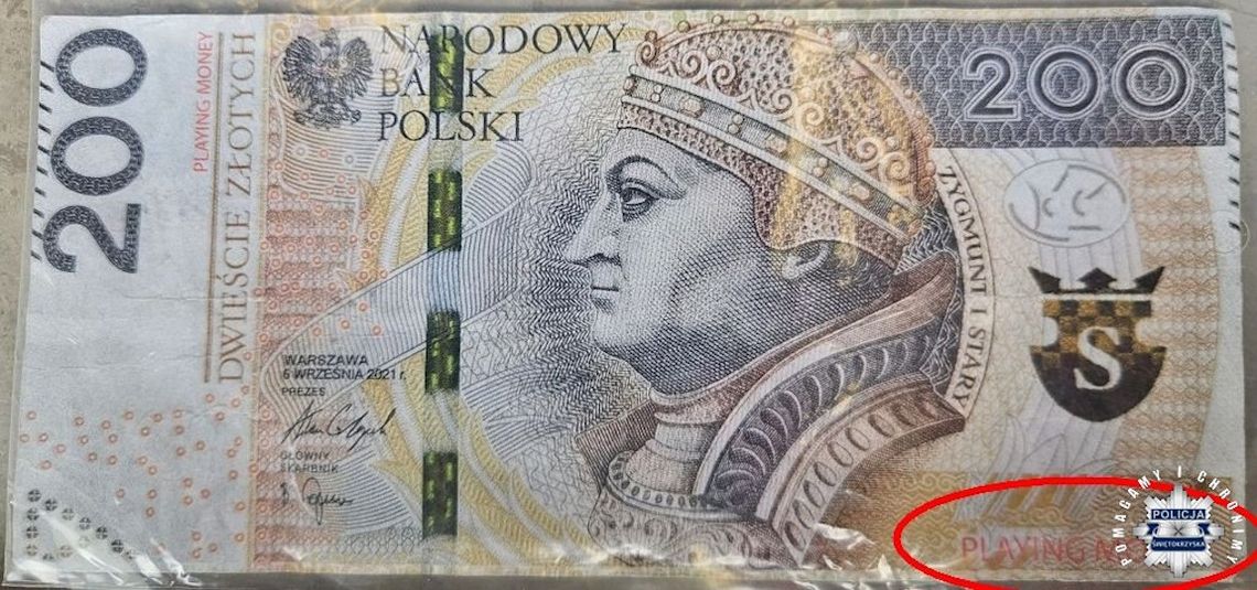 Zapłacił na stacji paliw banknotem z gry. Ekspedientka zorientowała się i wezwała policję
