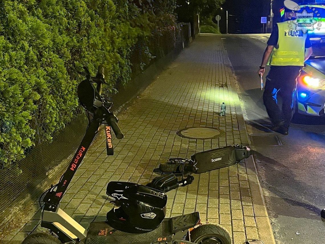 Zderzenie hulajnogarzy. 47-latek wymusił pierwszeństwo na 15-latku. Obaj byli po alkoholu i trafili do szpitala