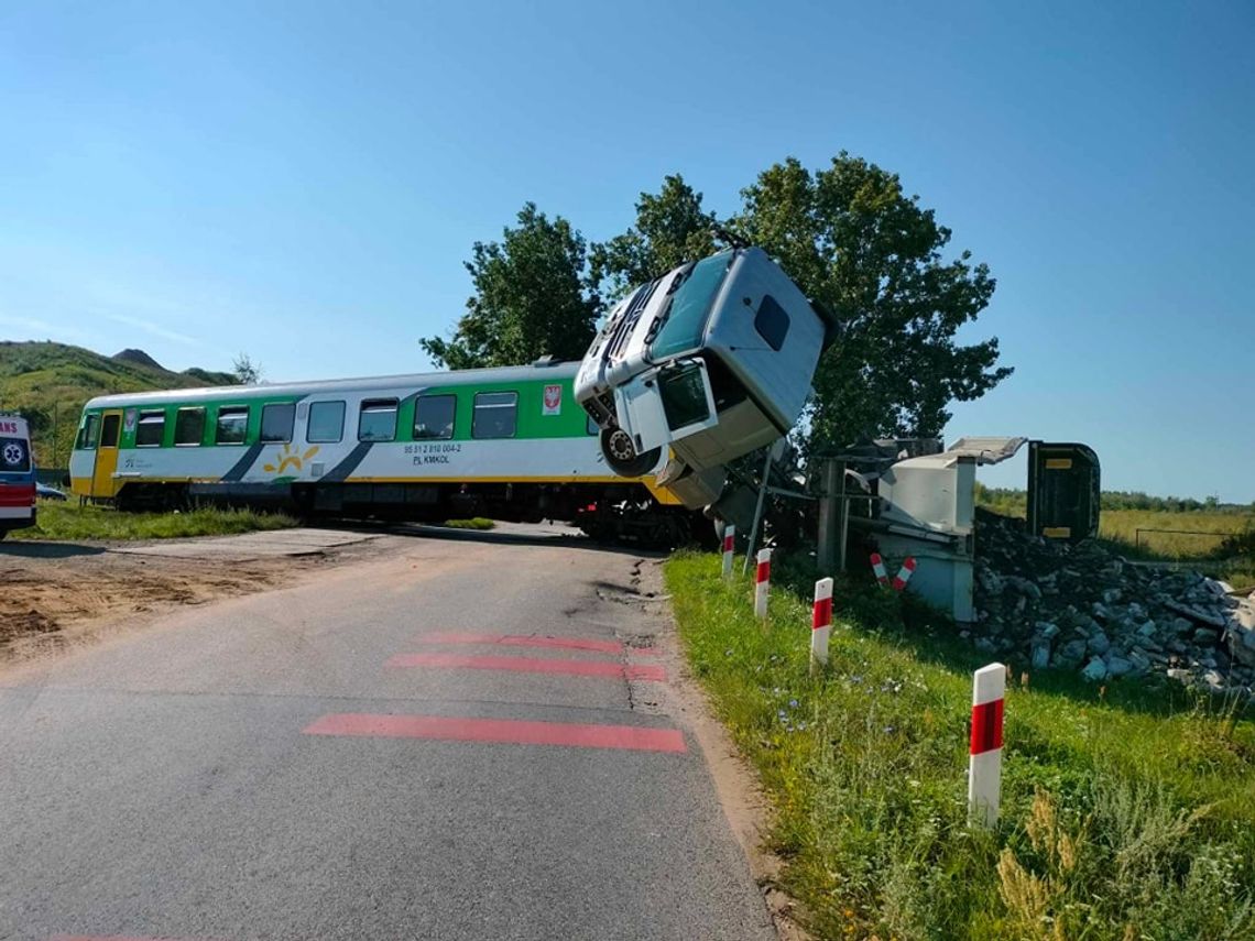 Zderzenie szynobusa i ciężarówki na niestrzeżonym przejeździe kolejowym. Ponad 20 osób zostało poszkodowanych