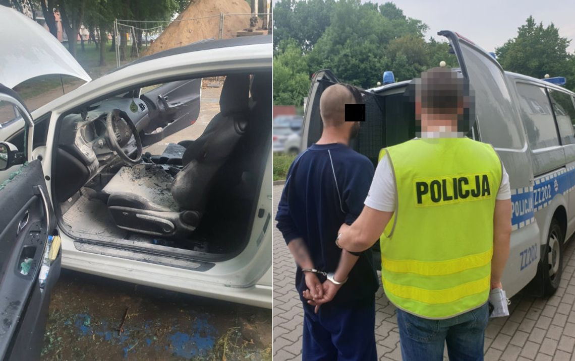 Ze złości podpalił auto na parkingu. Zgubiły go liczne tatuaże na twarzy i rękach, które zapamiętali świadkowie