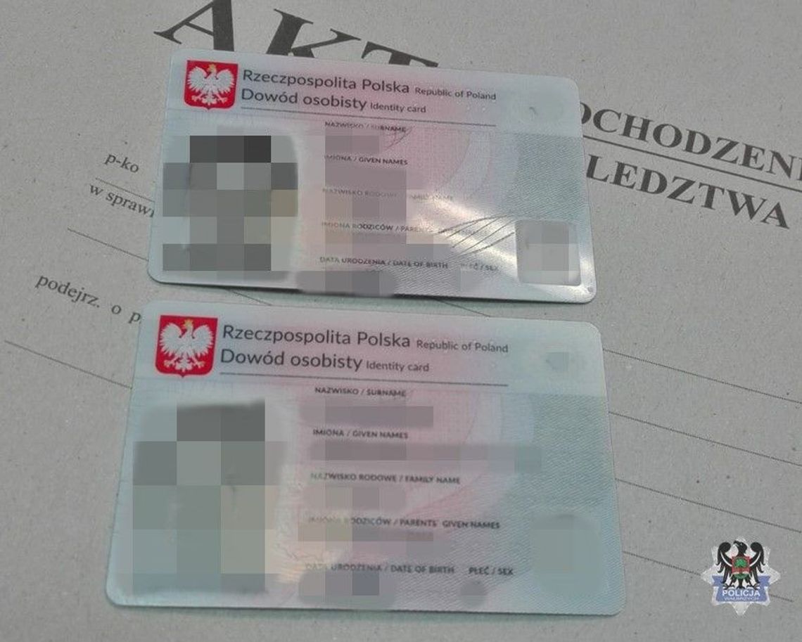 Złodziej chciał zmylić policjantów. Pokazał im dowód zupełnie innego człowieka