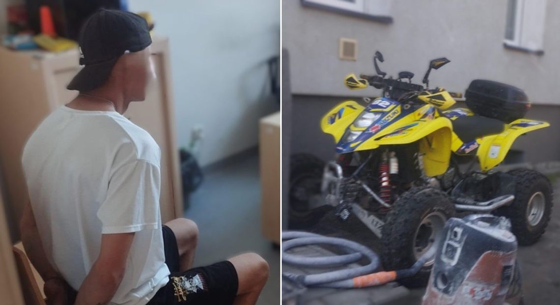 Złodziej dał popis bezmyślności. Kradzionego quada trzymał przed klatką swojego bloku