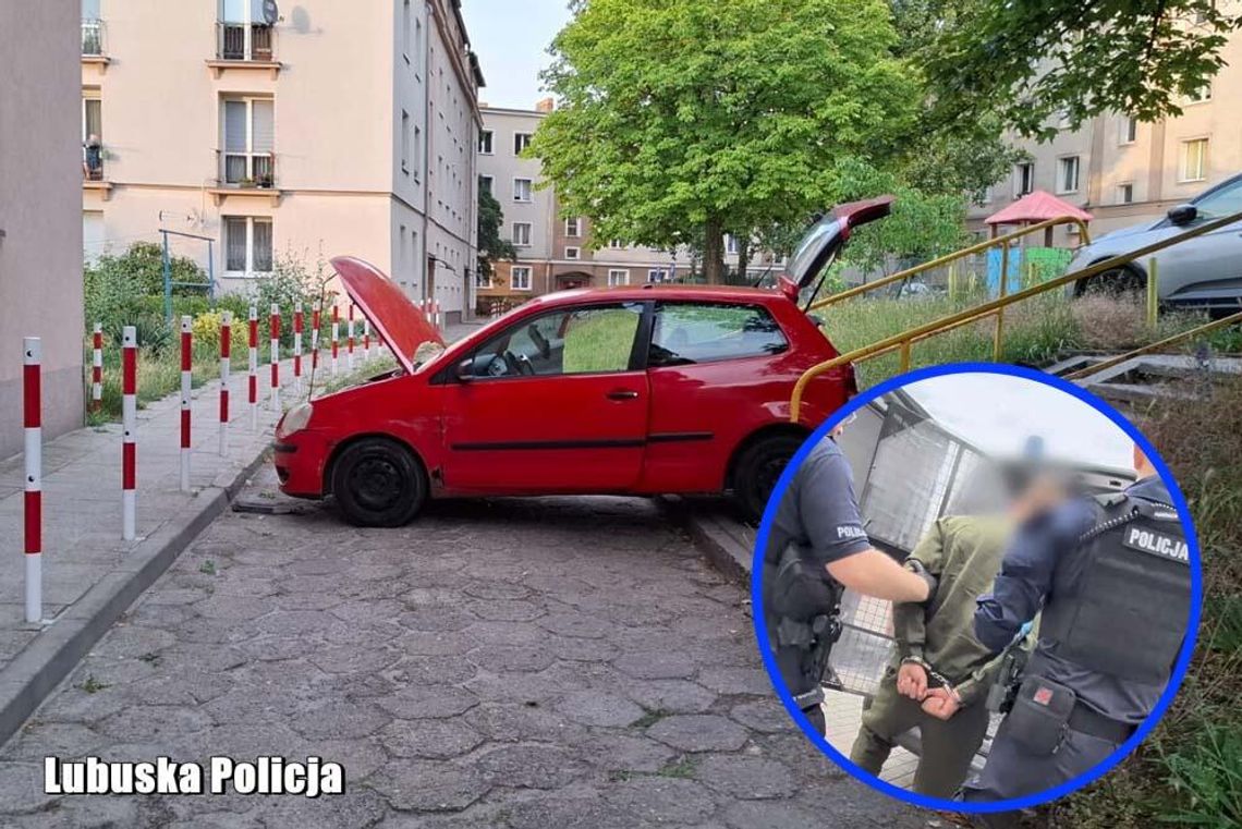 Złodziej paliwa uciekał z poszukiwaną dziewczyną. Uderzył w radiowóz i próbował zjechać po schodach Złodziej paliwa uciekał z poszukiwaną dziewczyną. Uderzył w radiowóz i próbował zjechać po schodach