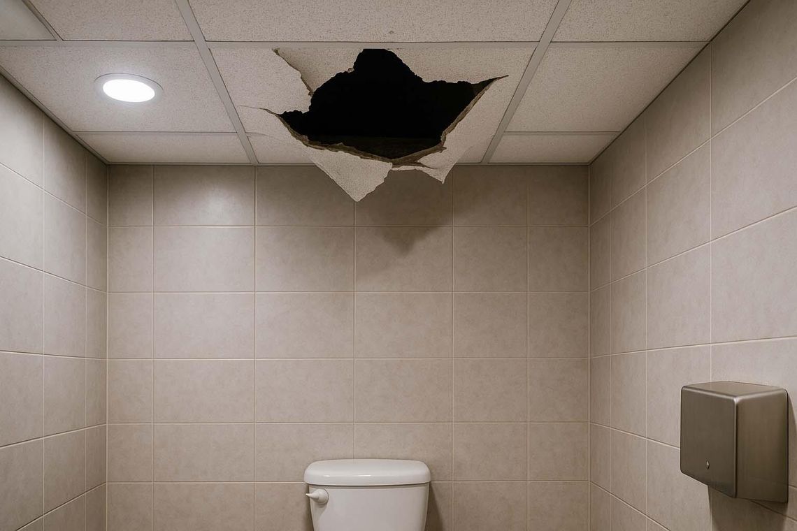 Złodziej sklepowy próbował uciec ochroniarzowi przez sufit powieszany. Okazało się, że jest inaczej niż w filmach Złodziej sklepowy próbował uciec ochroniarzowi przez sufit powieszany. Okazało się, że jest inaczej niż w filmach